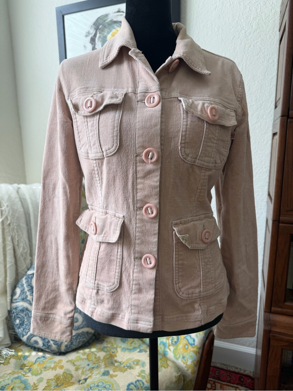 Romeo & Juliet Couture Y2K Pink Corduroy Utility Jacket M